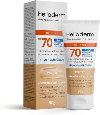 Protetor Facial Diário Helioderm Oil Free FPS 70 Bege Médio