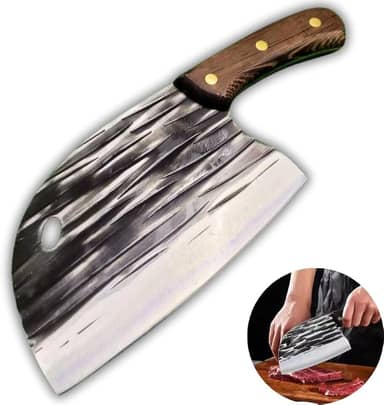 Cutelo Aço Inox Cabo em Madeira Full Tang Design Artesanal Faca Afiada para Cozinha Churrasco