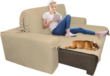 Capa p/Sofá Retrátil e Reclinável em Tecido Gorgurão - Veste Sofás de 1,96m até 2,35m Cor:Bege