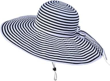 Chapéu de sol feminino de aba larga dobrável com proteção UV