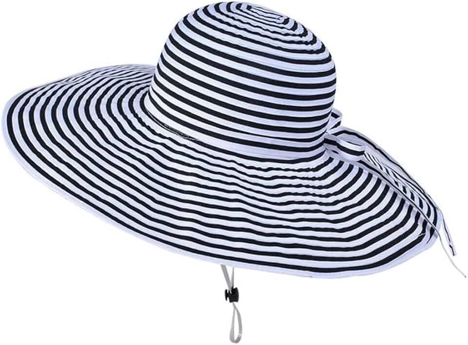 Chapéu de sol feminino de aba larga dobrável com proteção UV