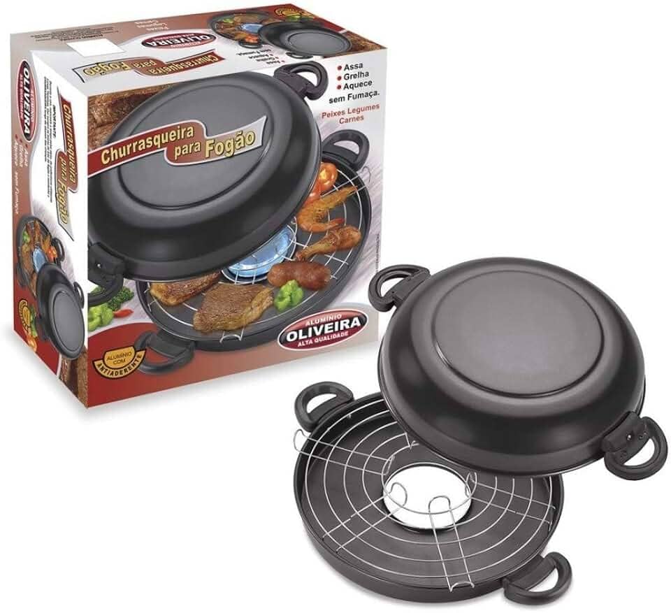 Churrasqueira Para Fogão Antiaderente N°30 Na Caixa Aluminio Oliveira Churrasqueira Para Fogão Antiaderente N°30 Na Caixa Preto No Voltagev
