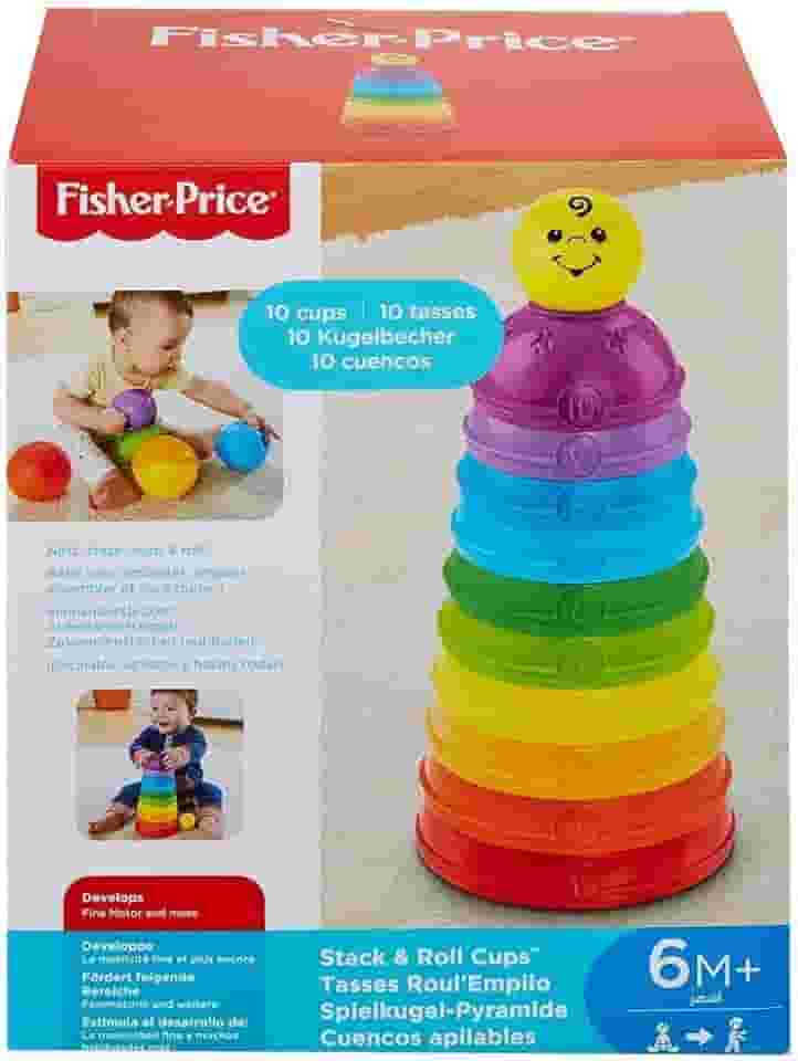 Fisher-Price Brinquedo para Bebês Potinhos Empilhar & Rolar para crianças a partir de 6 meses