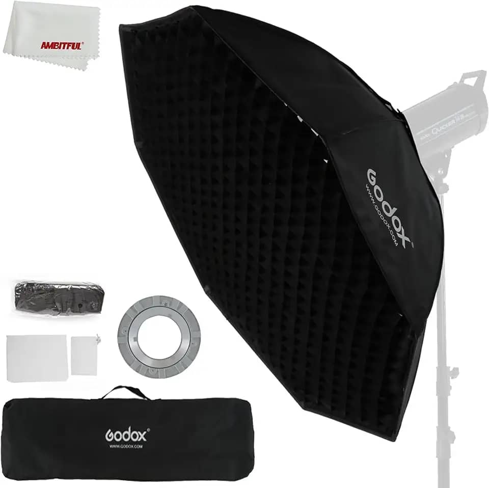 Godox 120 cm 119.4 cm Octagon Honeycomb Grid Softbox Caixa com suporte Bowens (FW120)