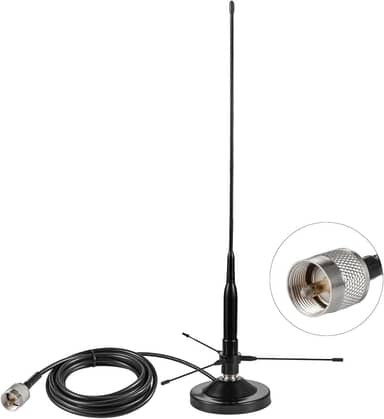 UHF VHF Dual Band 136-174MHz 400-470MHz Antena de chicote macio de montagem de base magnética com kit de plano de terra, antena de rádio amador móvel para veículo com conector macho PL259 para rádio