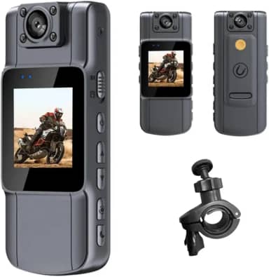 Mini Câmera Espiã com Tela - Câmera Oculta 4K com Visão Noturna Infravermelha, Tela 1.54", Bateria de 7 Horas - Ideal para Segurança Patrimonial, Motocicleta, Entregas e Esportes Radicais