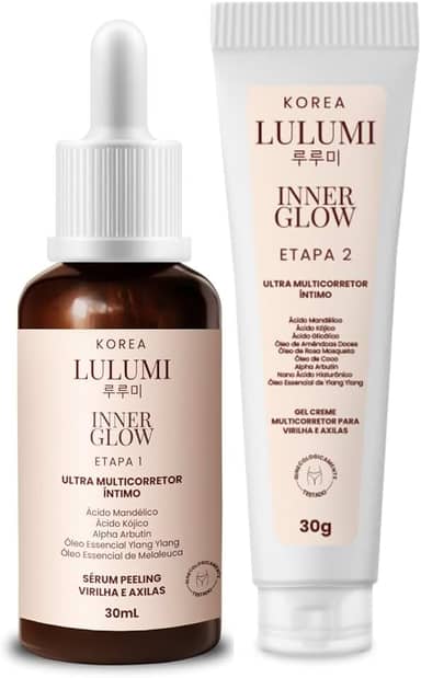 Super Kit Clareador Íntimo Coreano - 2 Etapas - Virilha e Axila - LULUMI 루루미 - Sérum 30ml + Gel Creme 30g