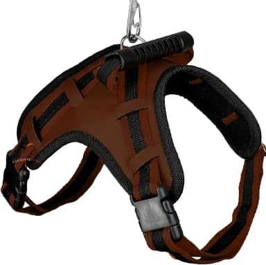 Coleira com Regulagem e Guia Peitoral Cachorro Grande Guia Doberman Pitbull Anti Puxão coleira cachorro (MARROM,M)