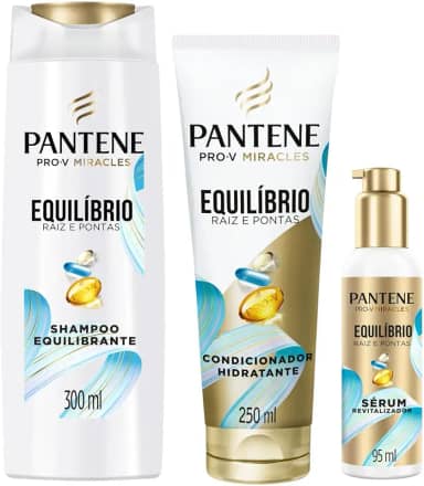 Pantene Kit PRO-V Miracles Equilíbrio Raiz e Pontas com Shampoo para cabelos mistos 300 ml, Condicionador Hidratante para pontas ressecadas 250 ml, e o Sérum revitalizador 95 ml