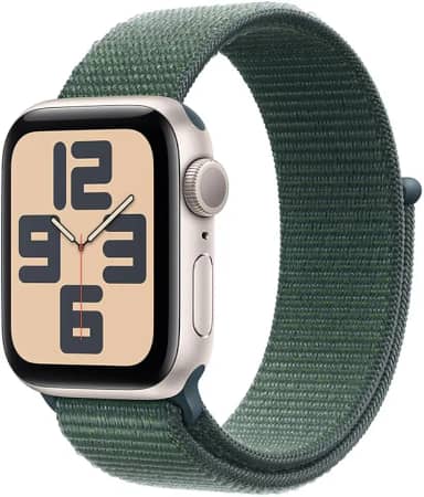 Apple Watch SE GPS • Caixa estelar de alumínio – 40 mm • Pulseira loop esportiva verde-lago