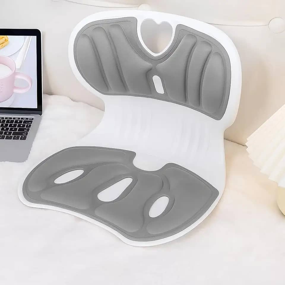 Assento Ergonômico para Cadeira com Apoio Lombar e Alívio de Dor no Cóccix, Almofada Ortopédica para Postura Correta, Espuma Premium de Alta Densidade, Uso em Escritório, Casa ou Carro (Cinza)