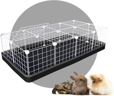 Cercado para Porquinho da Índia Coelho com Teto e Bandeja Impermeável 60x120x30cm Telas Brancas (Cinza)