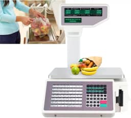 CHONGHAN BalançA Com Impressora Integrada, BalançA Comercial Digital De PreçOs, BalançA EletrôNica Para Caixa Registradora De Frutas De Supermercado Com Impressora De Etiquetas, Capacidade De 30 Kg