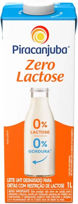 Piracanjuba Zero Lactose - Leite Desnatado, 1L