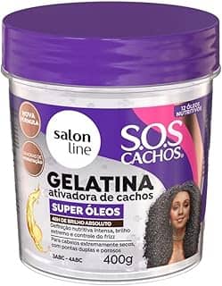 Salon Line, Gelatina Ativadora de Cachos, S.O.S Cachos Super Óleos, Nutrição Extraordinária, Veganos - Para Cabelos Cacheados, 400 g