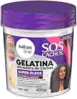 Salon Line, Gelatina Ativadora de Cachos, S.O.S Cachos Super Óleos, Nutrição Extraordinária, Veganos - Para Cabelos Cacheados, 400 g