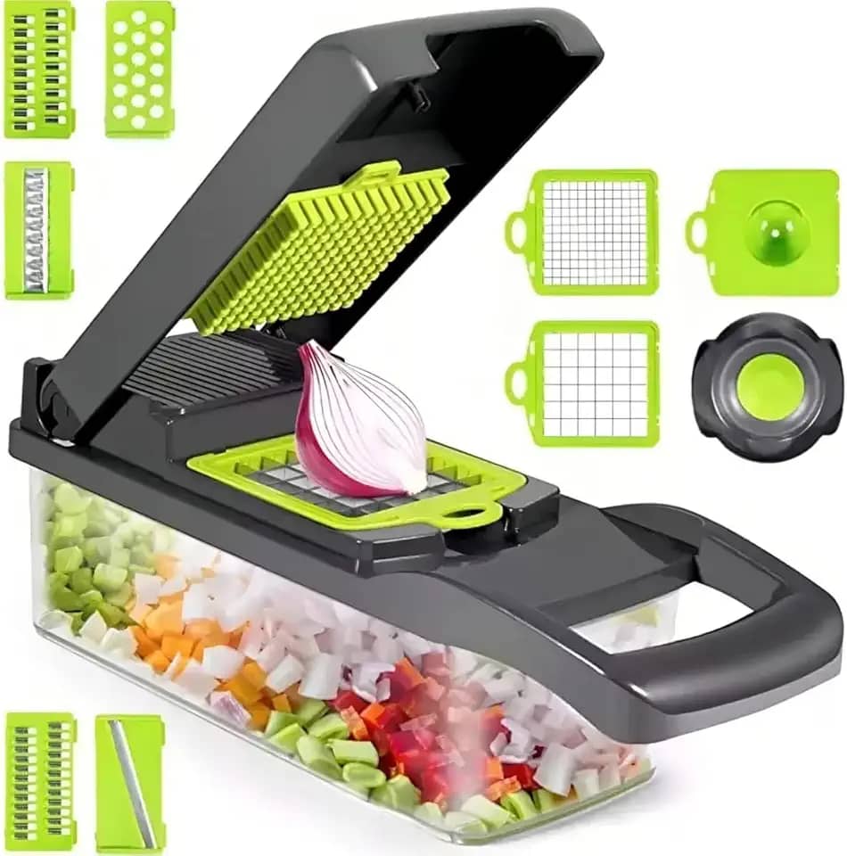 Mandoline Cortador Alimentos Ralador Para Cozinha 16 Em 1 Fatiador Legumes Queijo Verduras Inox Compacto Rápido E Seguro