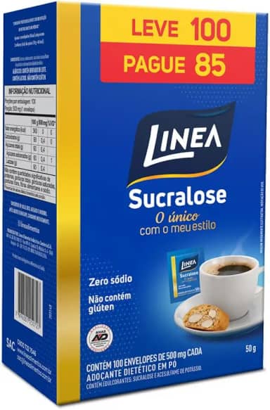 Adoçante em Pó Sucralose Linea com 100 envelopes de 800mg cada, 80g