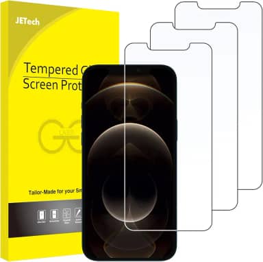 JETech Película de Vidro Temperado para iPhone 12 Pro Max 6,7 Polegadas, Protetor de Tela, HD Transparente, Pacote com 3