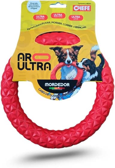 CHEFE Mordedor ARO Ultra, Brinquedo para Cães, Ultra Resistente e Flexível, Tamanho Médio, Vermelho (médio)