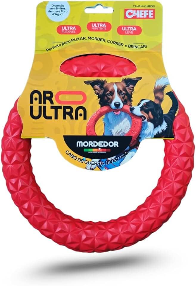 CHEFE Mordedor ARO Ultra, Brinquedo para Cães, Ultra Resistente e Flexível, Tamanho Médio, Vermelho (médio)
