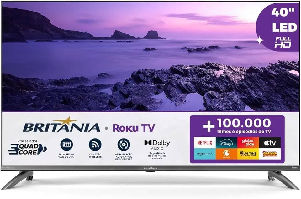 Smart TV 40' Britânia Roku TV LED Dolby Audio BTV40M9GR2CGB