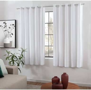 Cortina Cozinha Voil Gaze Linho Branco 2,00x1,20 Forro Microfibra