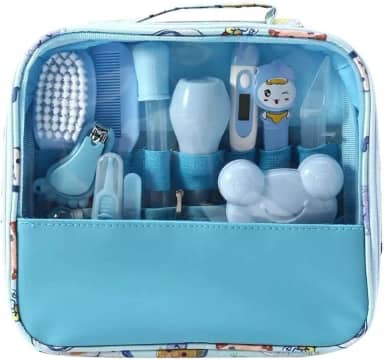 IHIPPO kit cuidados bebe/Kit Higiene Cuidados Saúde Bebê Recém Nascido 13 Em 1 (Azul) 23cmx21cmx4cm