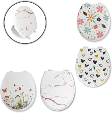 Genérico Assento Sanitário Universal, Almofadado em Espuma, Diversos Modelos Estampados, 37x45cm, Branco, Design Ergonômico (Branco Liso)