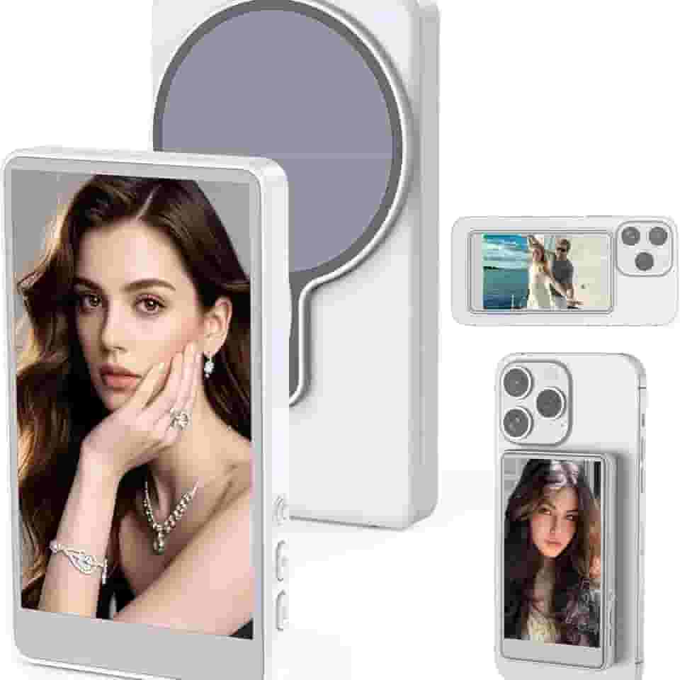 Tela magnética para celular Vlog Selfie, monitor de câmera traseira sem fio de 4 polegadas com controle remoto - tela 1080p para vlog de selfie, transmissão ao vivo, TikTok, compatível com iPhone