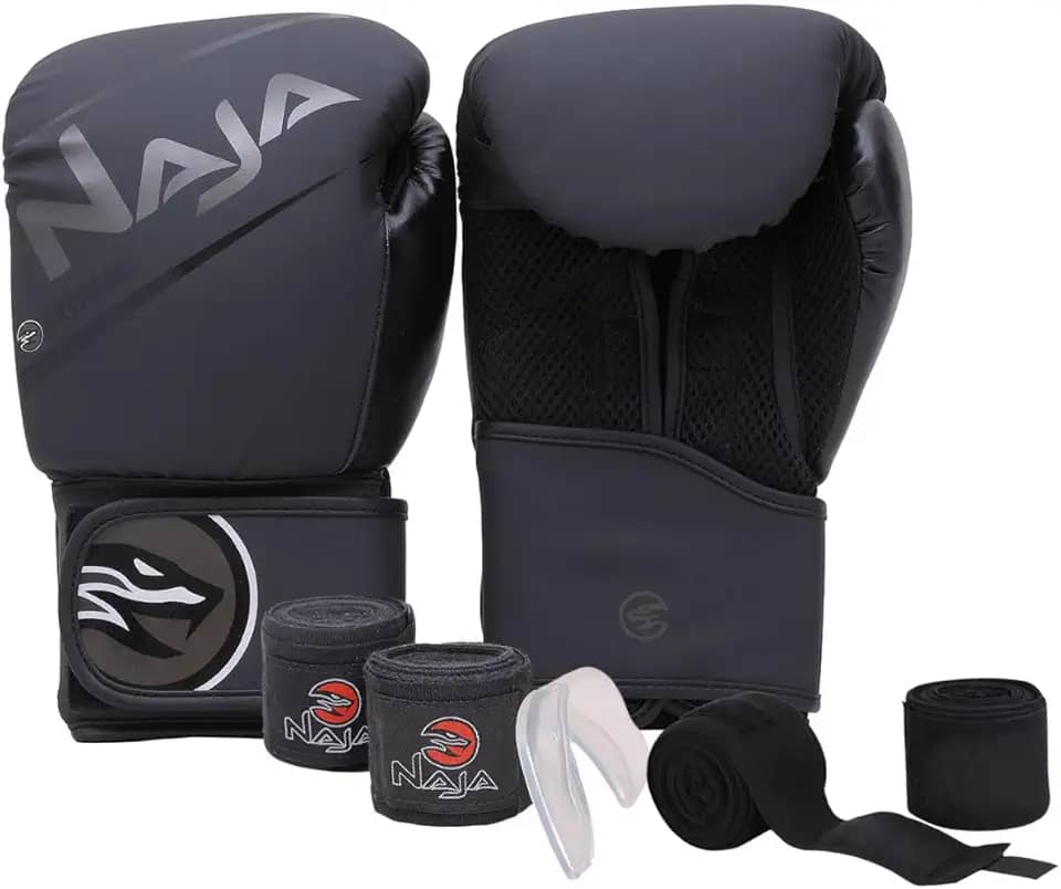 Kit Boxe/Muay Thai Naja Extreme + Par de Luvas + Protetor Bucal + Bandagem 3,5M