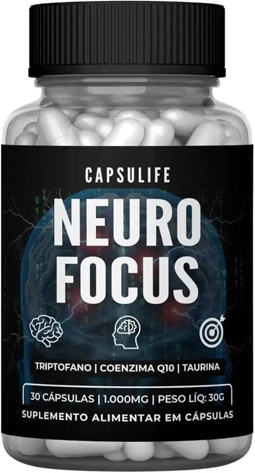 Nootropico Neuro Focus Suplemento Natural para Cérebro | Cápsulas da Inteligência e Energia Mental | Concentração, Foco, Memória, Anti Estresse | 30 Cápsulas - Alta Performance Mental