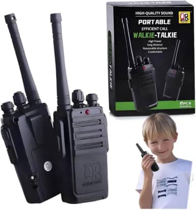 Kit Walkie Talkie Infantil, 2 Rádios Comunicadores, Alcance 35m, Lanterna Embutida, Frequência 49MHz, 20cm
