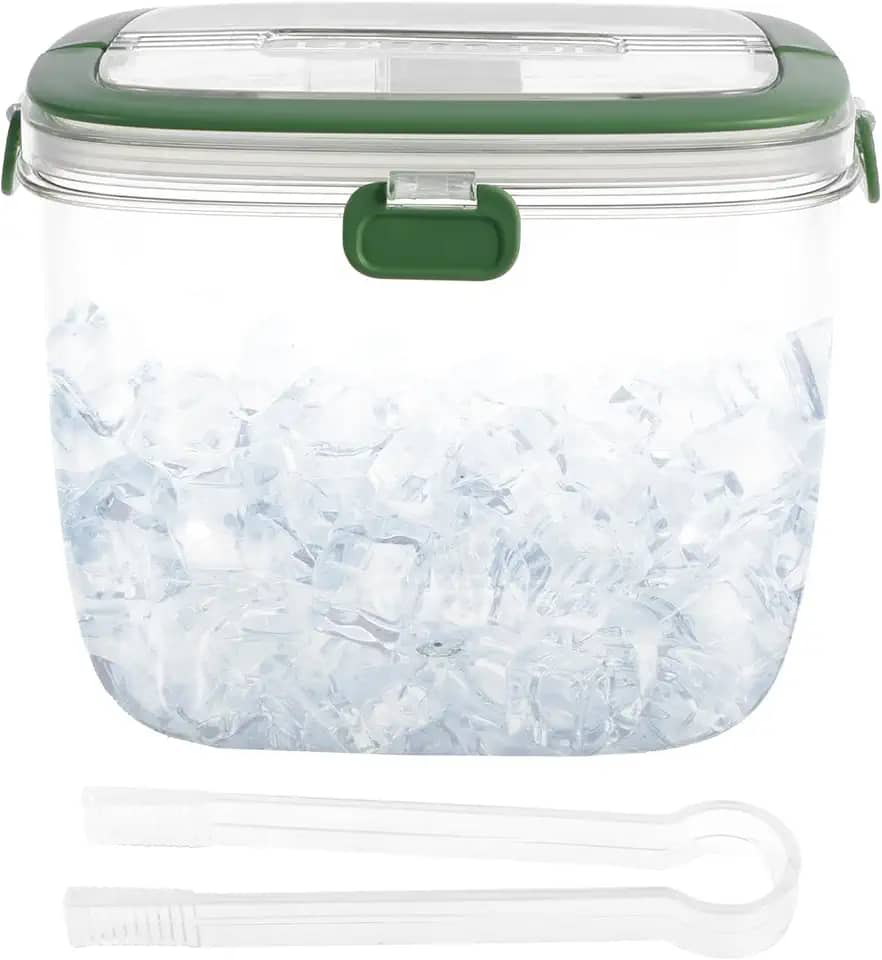 Balde de gelo com tampa e pinça, balde de gelo de 5L, balde de vinho, caixa de armazenamento de gelo portátil para coquetéis, freezer, bar, festas, churrasco, acampamento