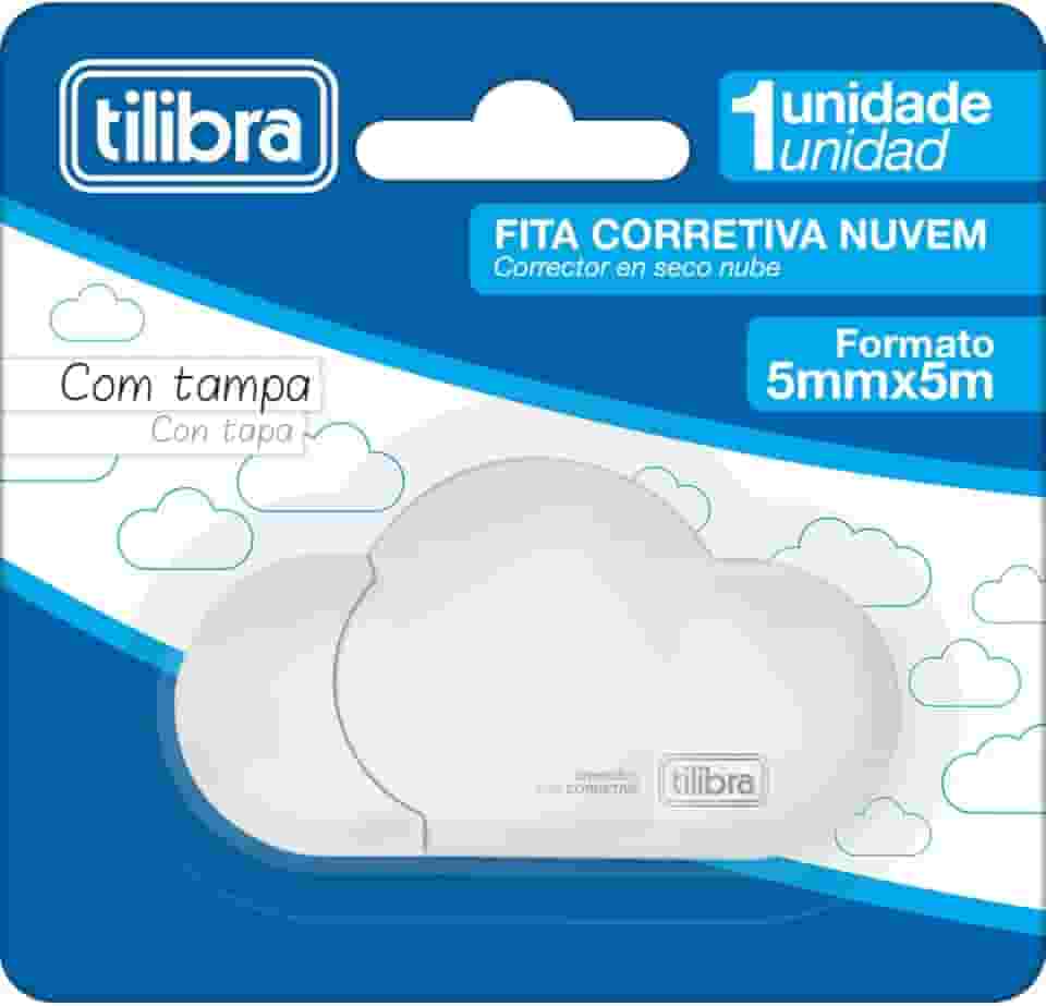Tilibra - Corretivo em Fita Nuvem 5mmX5m, Cores Sortidas, Rosa