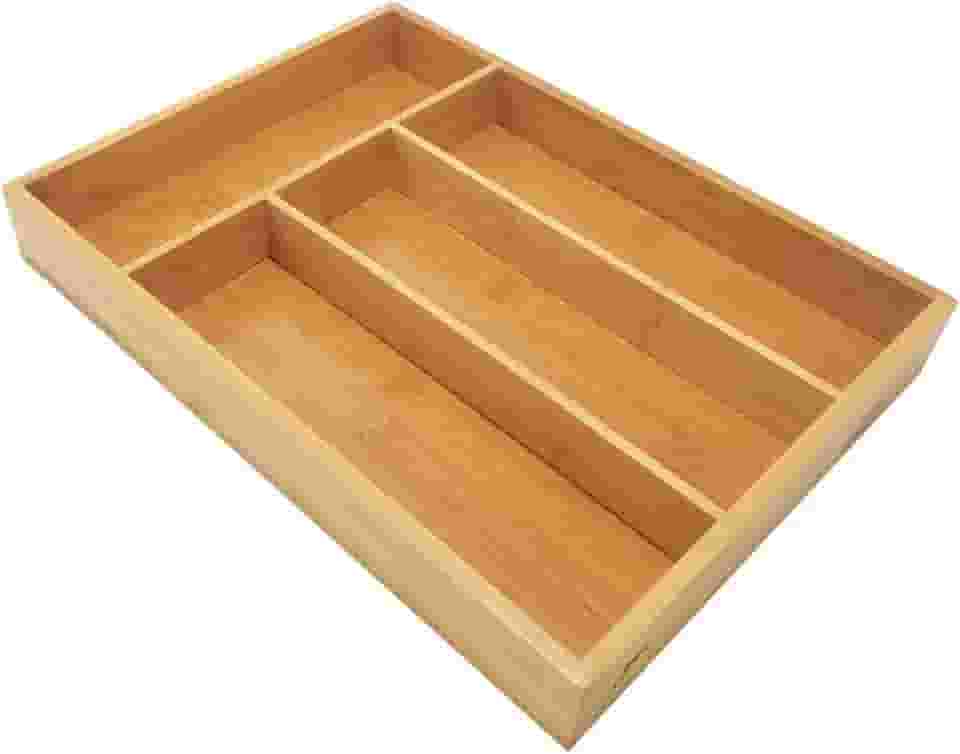 Porta Talher de Bambu p/ Gaveta c/ 4 Divisórias 33x22x3 cm Ref. CX081 - Casita