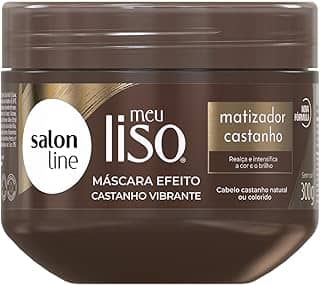 Salon Line, Meu Liso, Máscara, Matizador Castanho, Vegano - Para Cabelos Lisos, Ondulados, Alisados, Relaxados ou Quimicamente Tratados, 300g