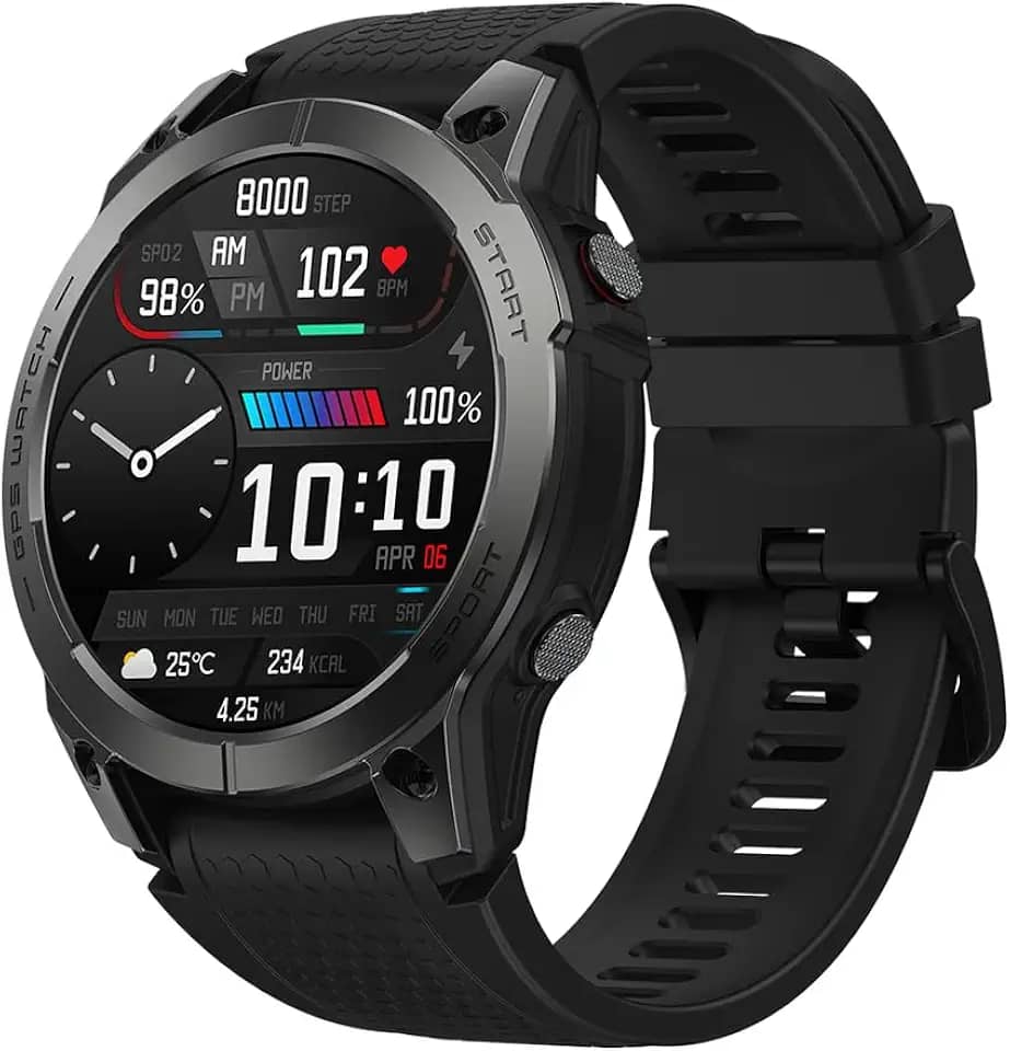 Smart Watch Zeblaze Stratos 3, Smartwatch de tela de toque de 1,43 polegadas com texto e chamada, mais de 100 Sports Fitness Tracker Watch, compatível com iOS/Android, para homens e mulheres
