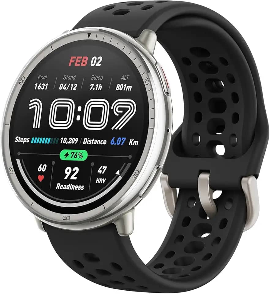 Amazfit Active 2 Smart Watch 44mm, GPS Maps with Direction, Fitness Tracker, 10 Day Battery, 160+ Sport Modes (Black Silicone)
