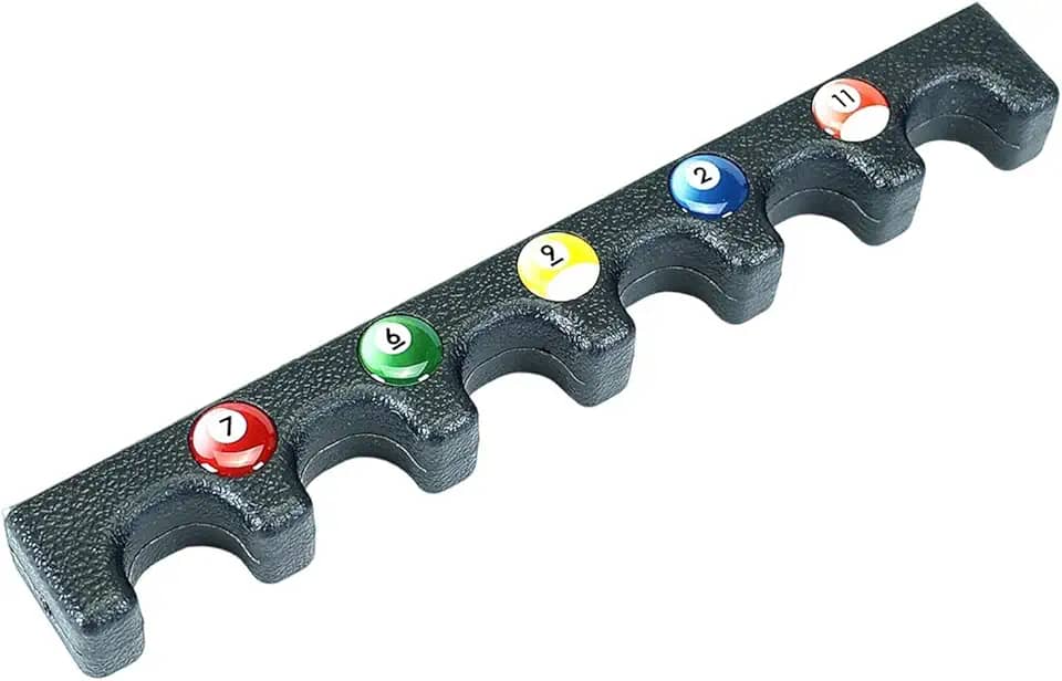 Colaxi Suporte para tacos de sinuca com 6 compartimentos, suporte para tacos de bilhar montado na parede, para de bilhar para adultos, família, amigos, grupo