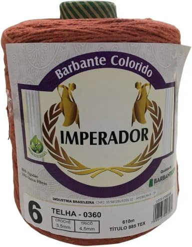 Barbante Colorido Imperador Fio 6 para Crochê e Tricô (TELHA)