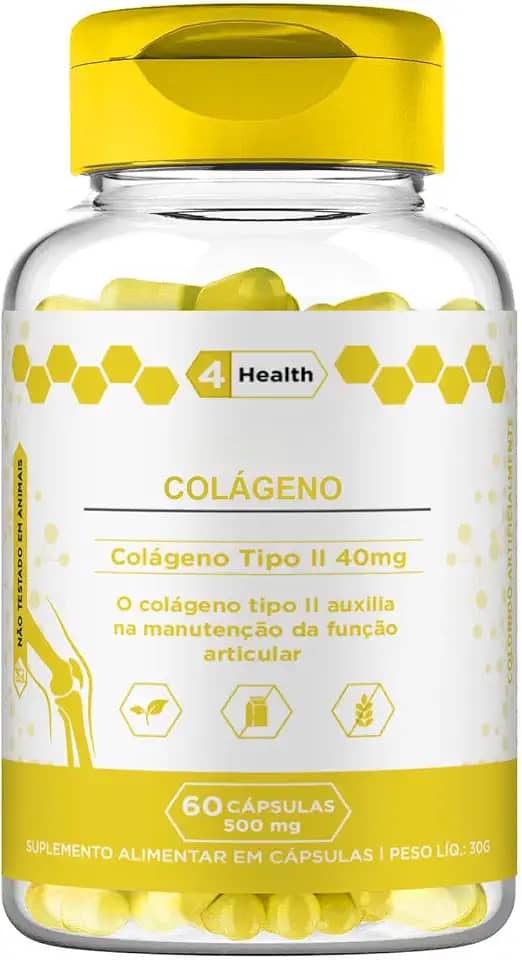 Colágeno TIPO II 40mg 60 Cápsulas, Tecnologia Importada, Articulações - 4 Health