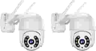 KIT 2 Câmeras de Segurança Domo WiFi PTZ externa, Câmera IP sem fio com visão de 360°, Visão noturna colorida, Áudio bidirecional, Detecção de movimento, Alerta de atividade - BELLA NET