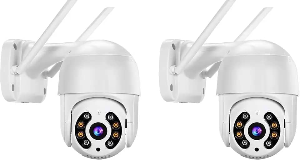 KIT 2 Câmeras de Segurança Domo WiFi PTZ externa, Câmera IP sem fio com visão de 360°, Visão noturna colorida, Áudio bidirecional, Detecção de movimento, Alerta de atividade - BELLA NET