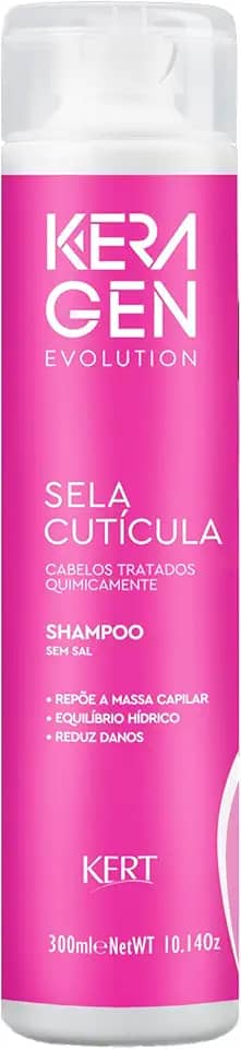 Keraton, Shampoo para cabelos, Tratados quimicamente, Nutri Color, Sela Cutícula, Evolution, Keragen, 300ml, Rosa