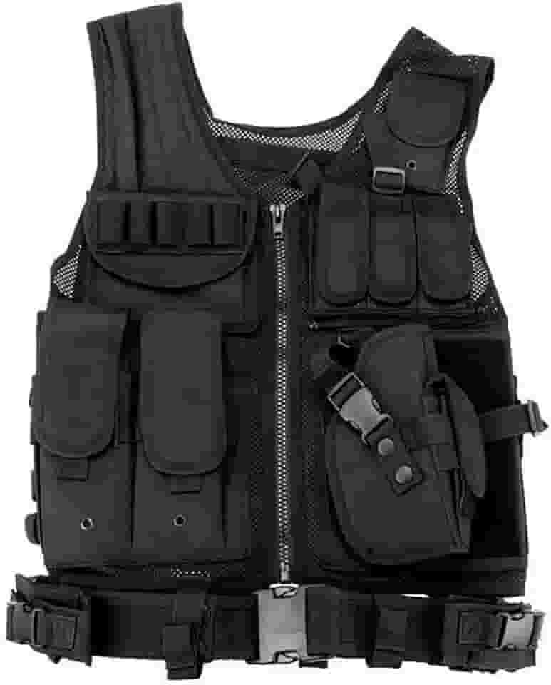 Capa de Colete Tático Modular em Poliéster 600D – Ajustável com Bolsos, Bolsa Removível e Ideal Para Caça, Paintball, Airsoft e Trilha