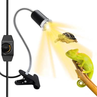 WTETMYL Lâmpada de calor para répteis com braçadeira de metal, luz térmica de tartaruga flexível giratória de 40 cm de comprimento, suporte de lâmpada de cerâmica E27 para répteis de aquário de