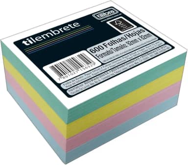 Tilibra - Bloco Tilembrete 92x82mm 600 Folhas 5 Cores - 1 un