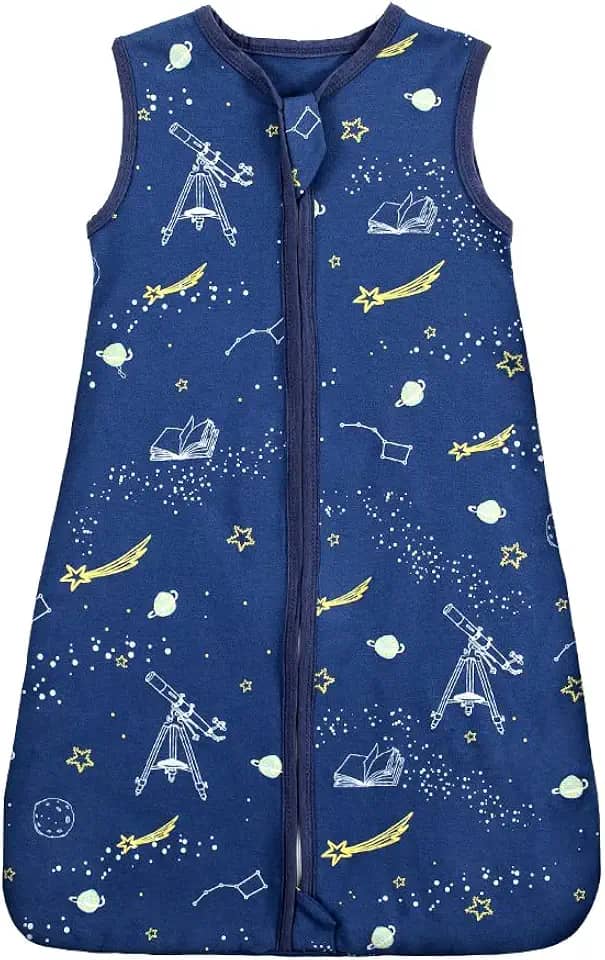 HOUSABY Cobertor para bebês, sacos de dormir de algodão de verão, 1 pacote unissex, saco de dormir infantil, 0,5 TOG com zíper bidirecional