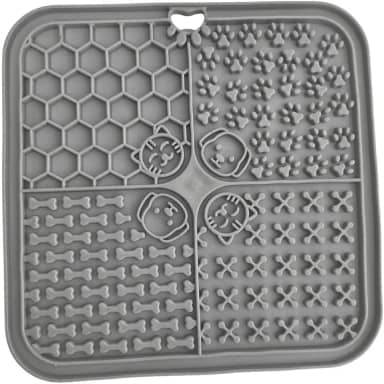 Tapete Lambe Lambe para Cães e Gatos, Brinquedo Interativo Antiansiedade, Estimulador de Alimentação Lenta, Silicone Verde (Cinza)
